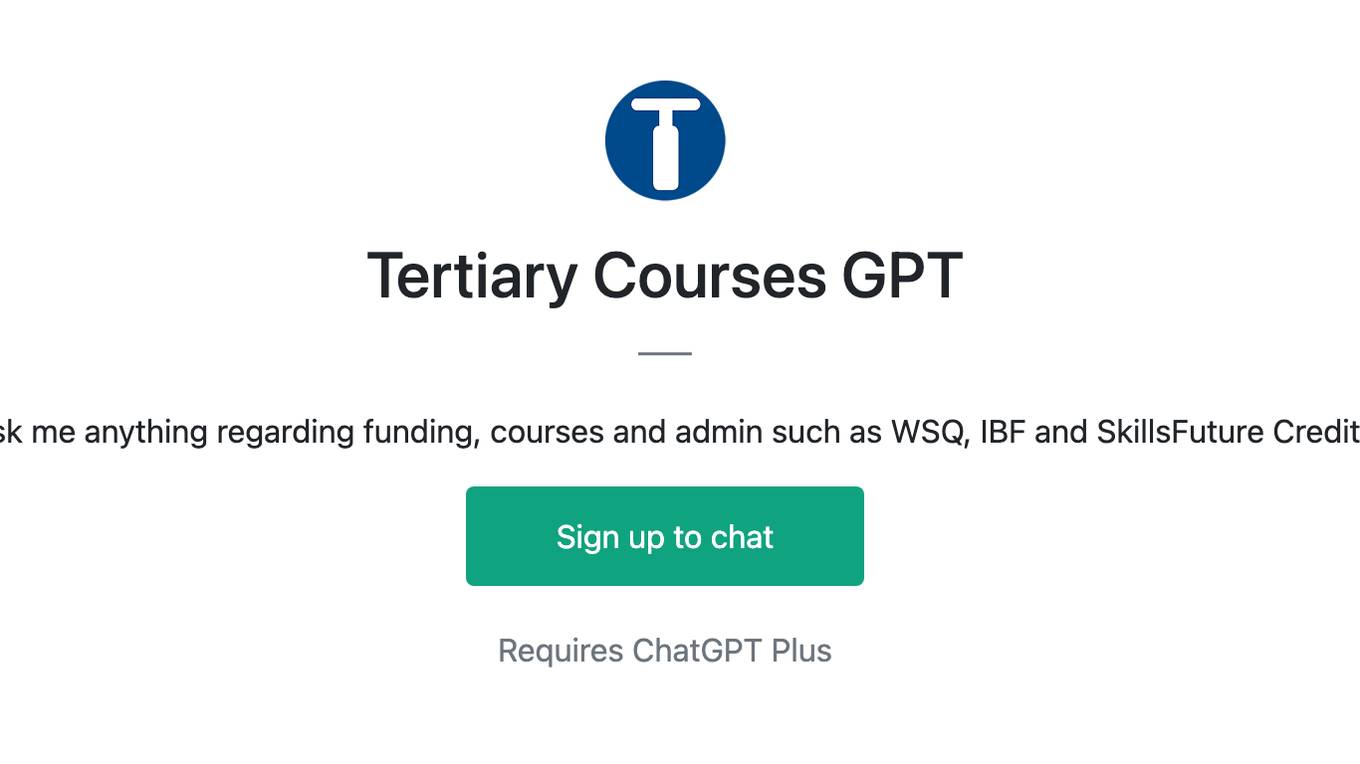 Tertiary Courses GPT Screenshot