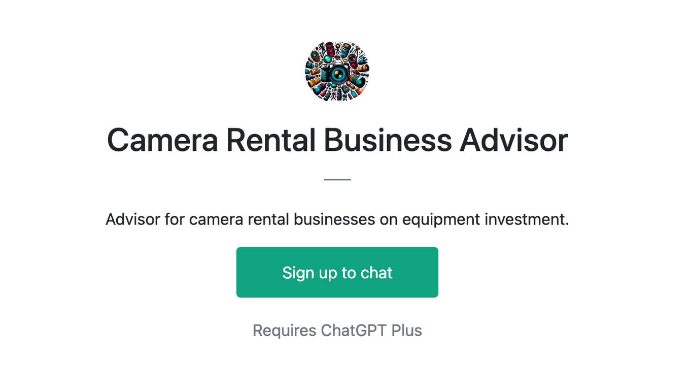 Camera Rental Business Advisor Screenshot