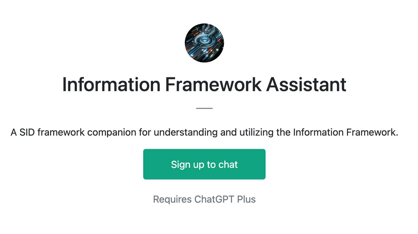 Information Framework Assistant Screenshot