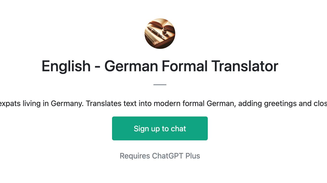 English - German Formal Translator Screenshot