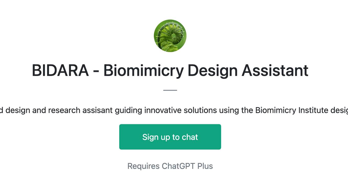 BIDARA - Biomimicry Design Assistant Screenshot