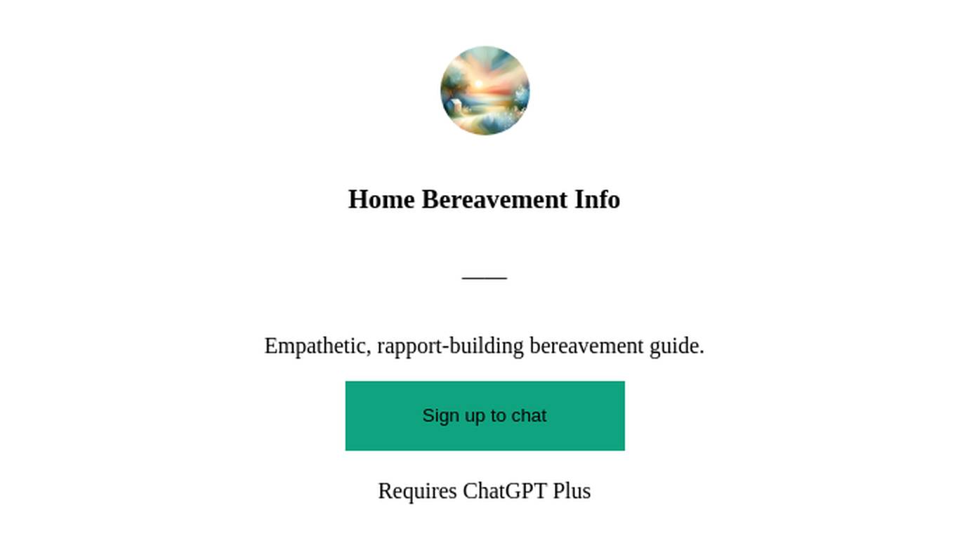 Home Bereavement Info Screenshot