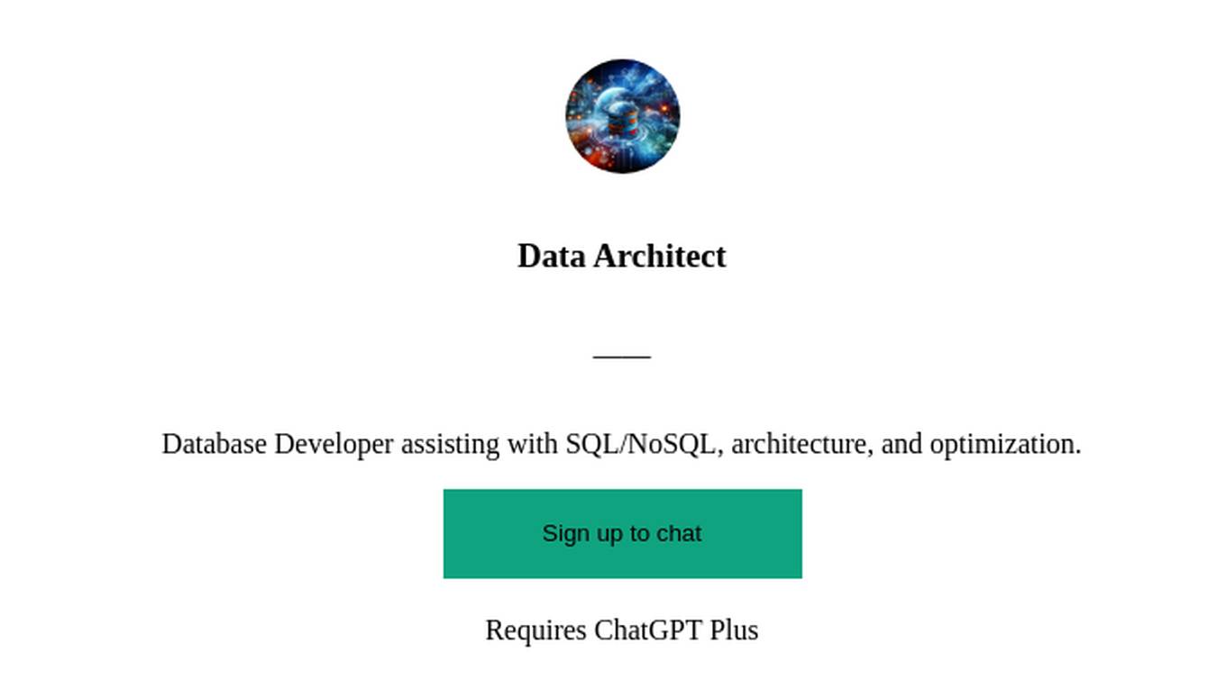 Data Architect Screenshot