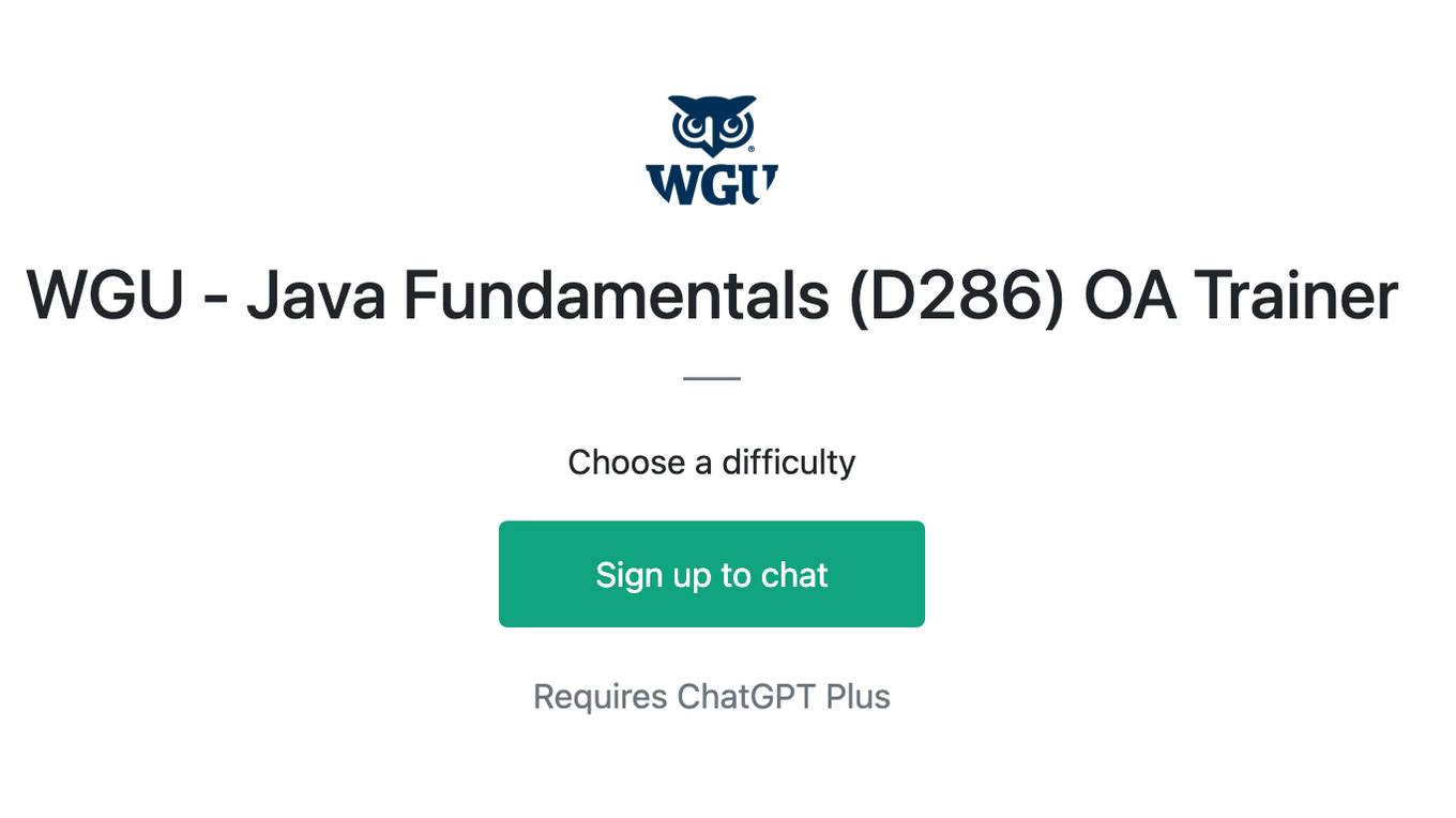 WGU - Java Fundamentals (D286) OA Trainer Screenshot