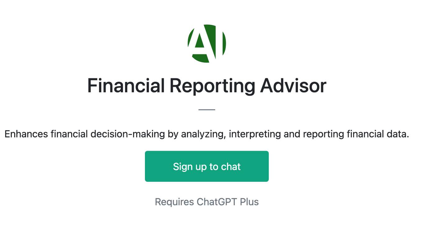 Financial Reporting Advisor Screenshot