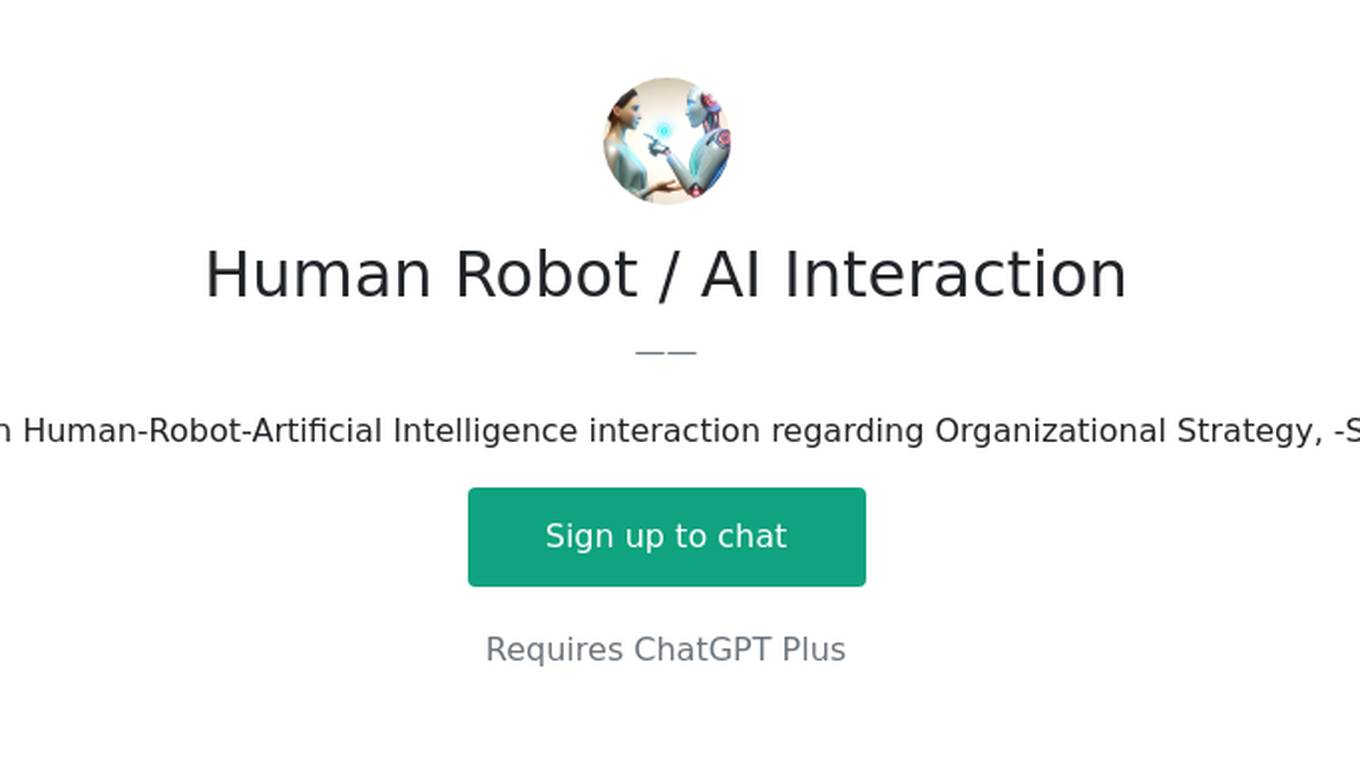 Human Robot / AI Interaction Screenshot