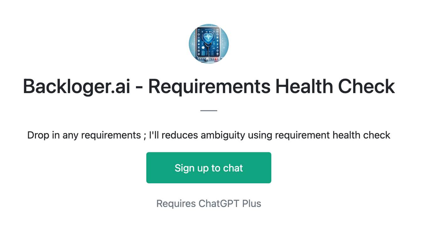 Backloger.ai - Requirements Health Check Screenshot