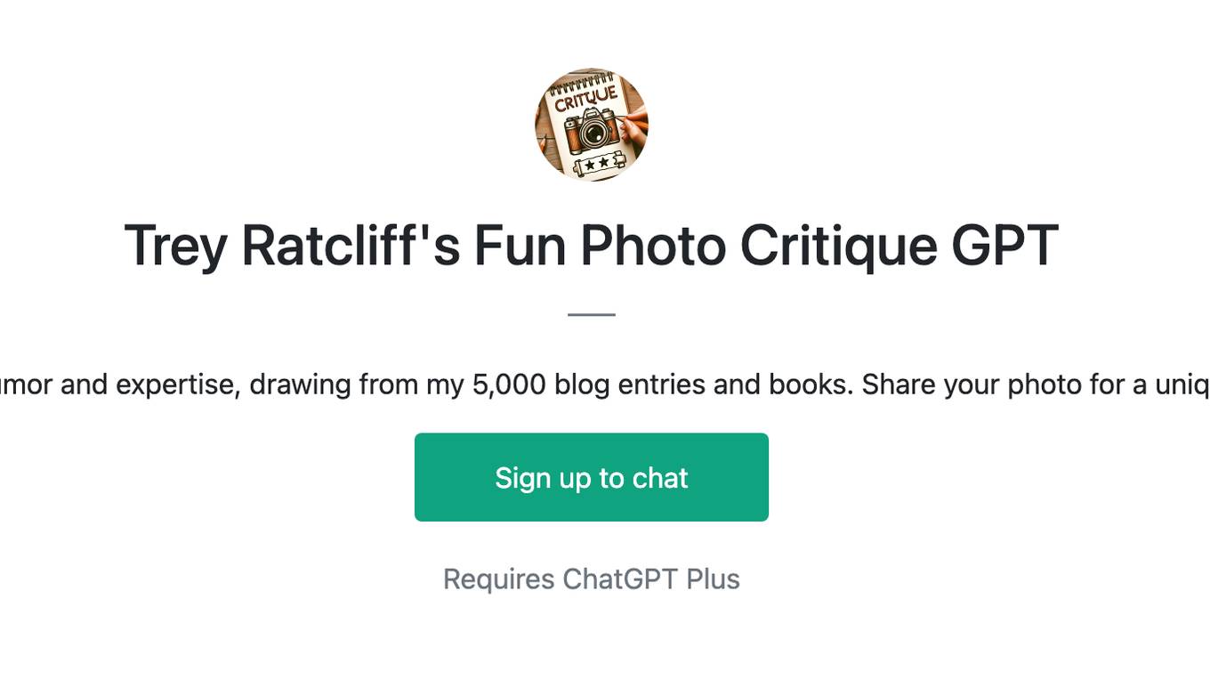 Trey Ratcliff's Fun Photo Critique GPT Screenshot