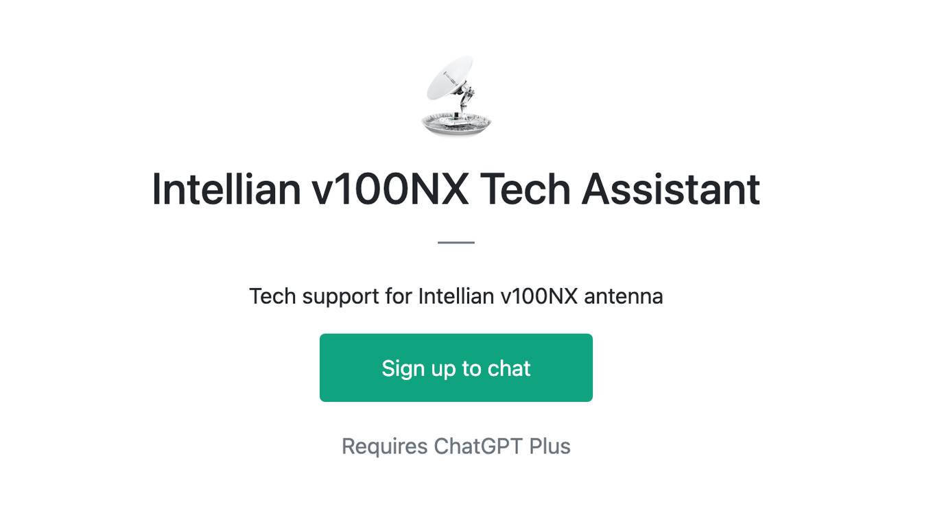 Intellian v100NX Tech Assistant Screenshot