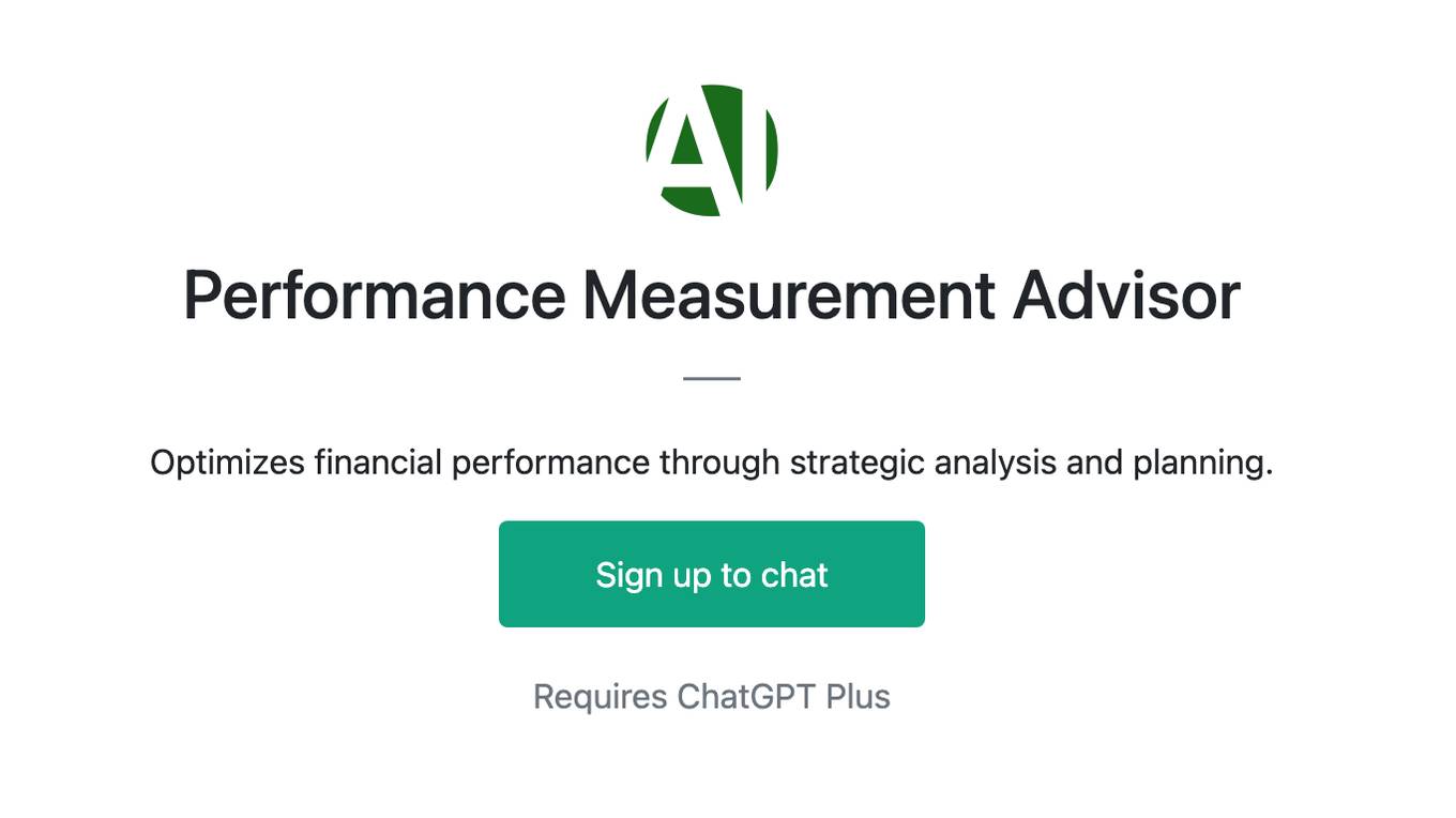 Performance Measurement Advisor Screenshot
