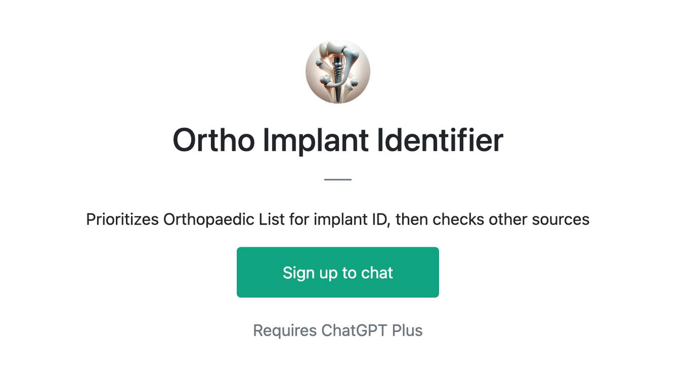 Ortho Implant Identifier Screenshot