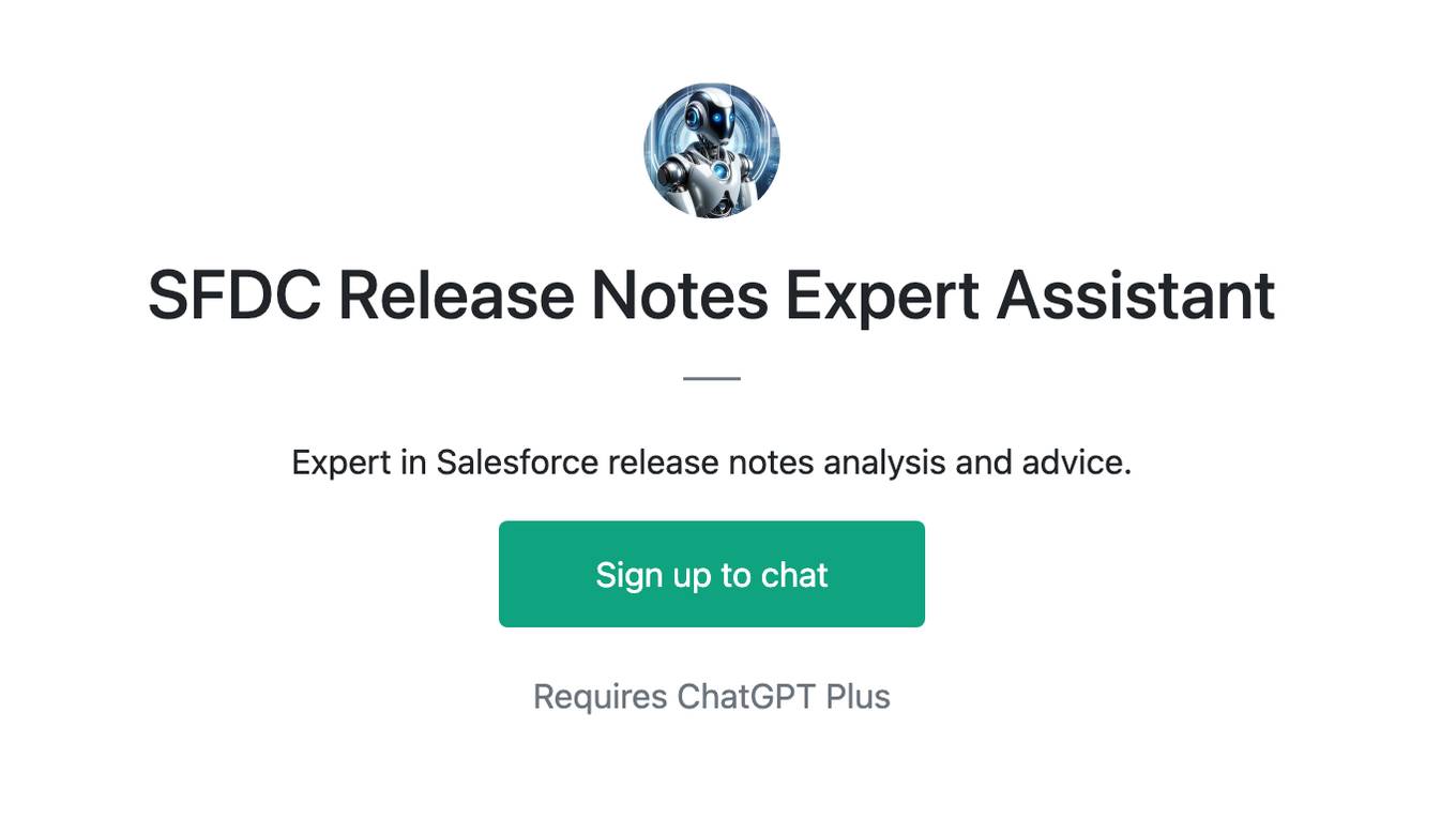 SFDC Release Notes Expert Assistant Screenshot