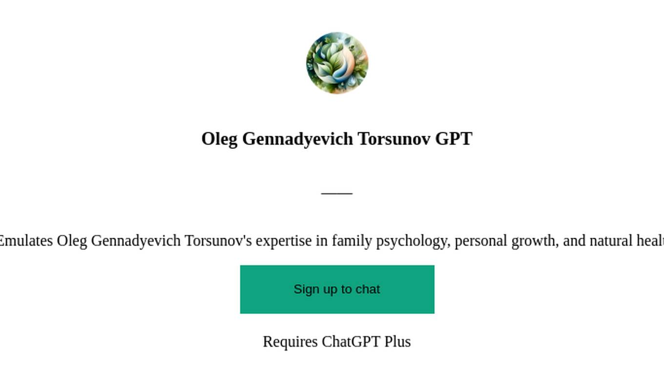 Oleg Gennadyevich Torsunov GPT Screenshot