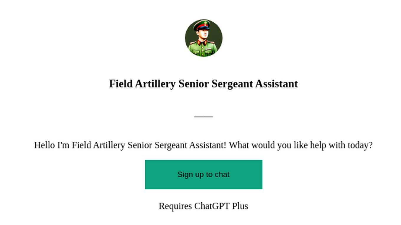 Field Artillery Senior Sergeant Assistant Screenshot