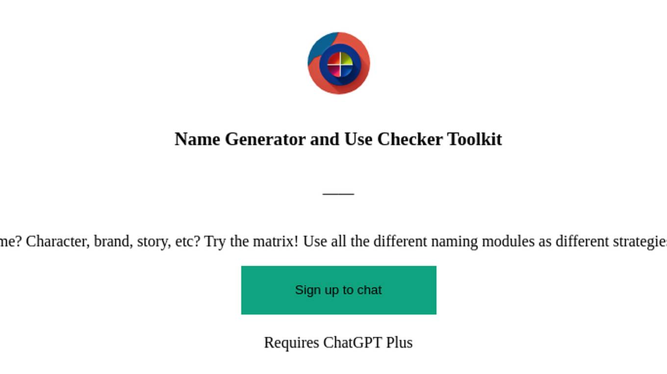 Name Generator and Use Checker Toolkit Screenshot