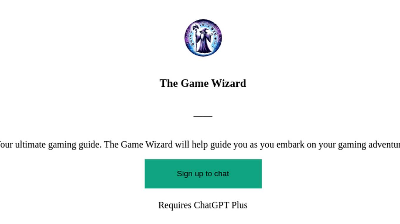 The Game Wizard Screenshot