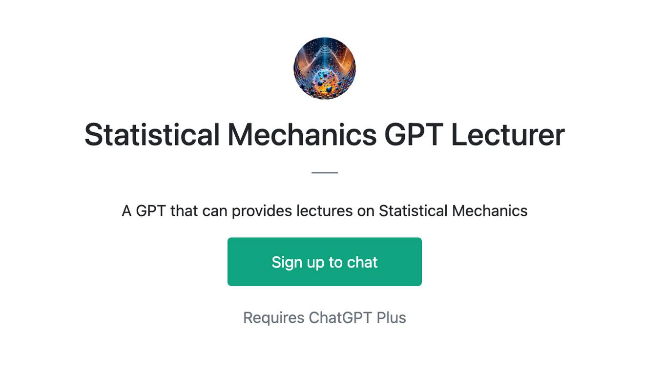 Statistical Mechanics GPT Lecturer Screenshot