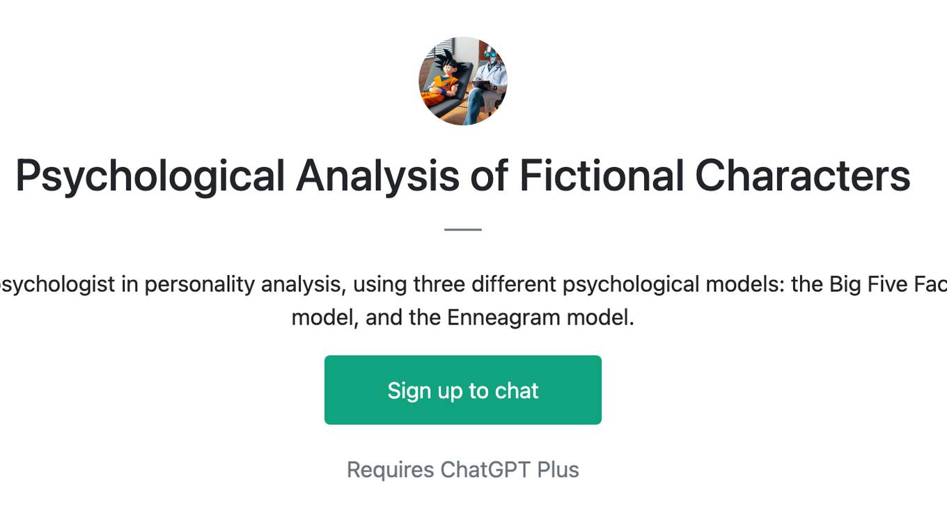 Psychological Analysis of Fictional Characters Screenshot