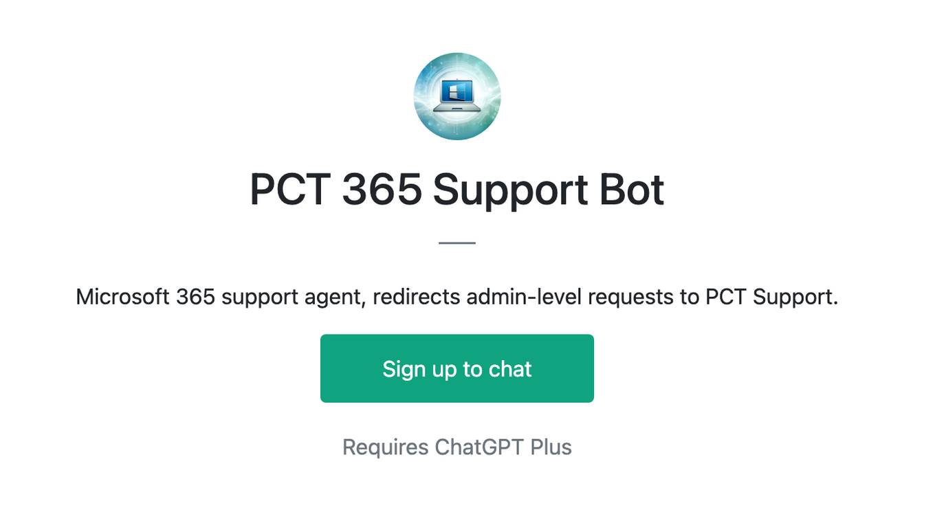 PCT 365 Support Bot Screenshot