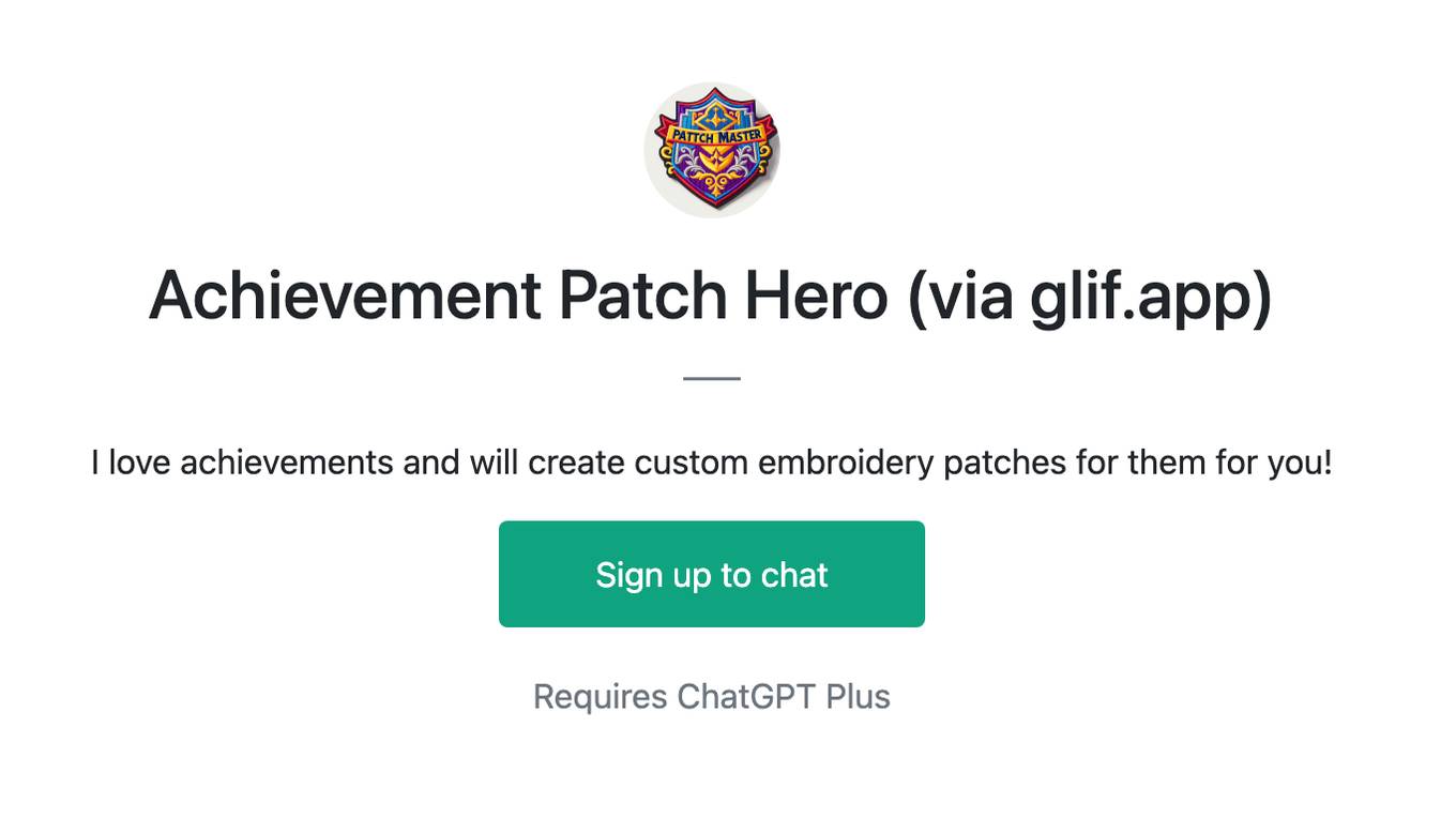 Achievement Patch Hero (via glif.app) Screenshot