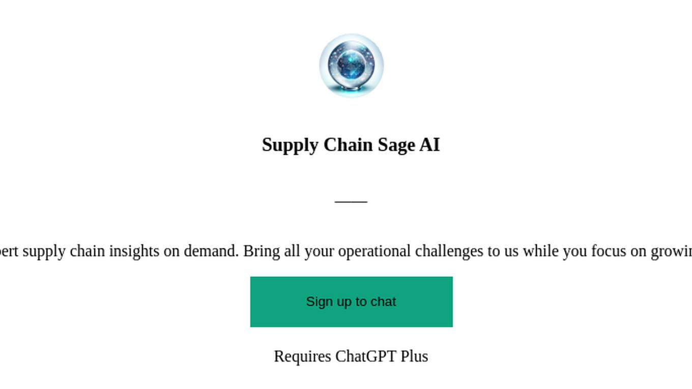 Supply Chain Sage AI Screenshot