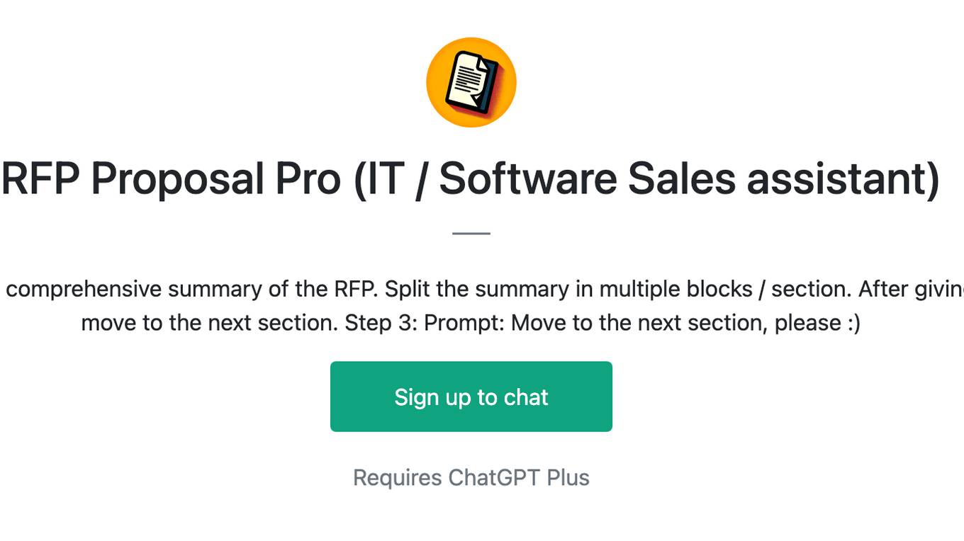 RFP Proposal Pro (IT / Software Sales assistant) Screenshot