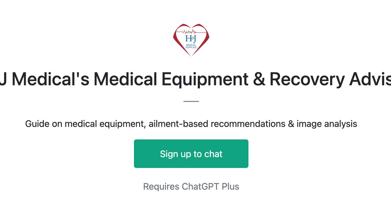 H&J Medical's Medical Equipment & Recovery Advisor Screenshot