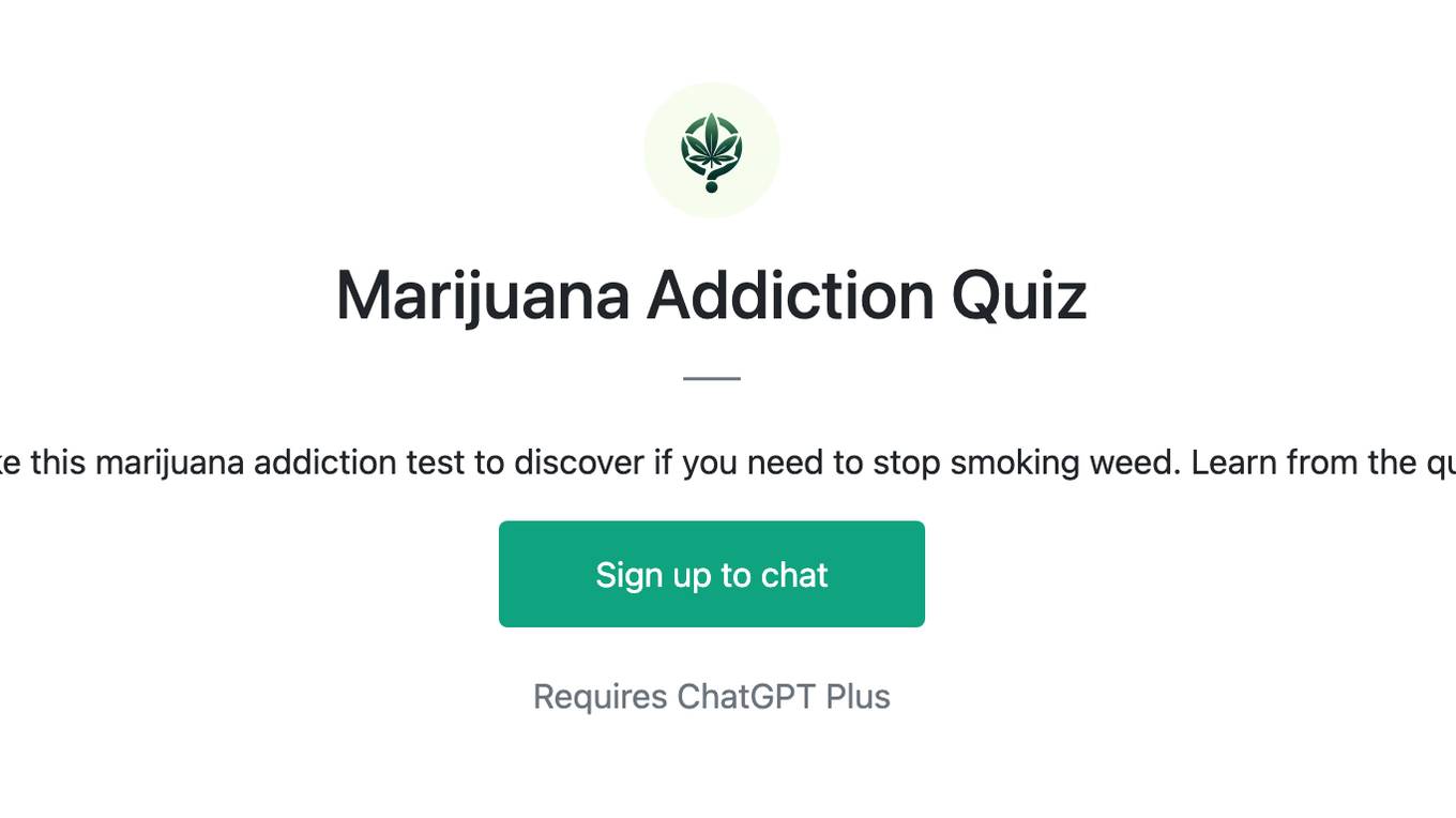 Marijuana Addiction Quiz Screenshot