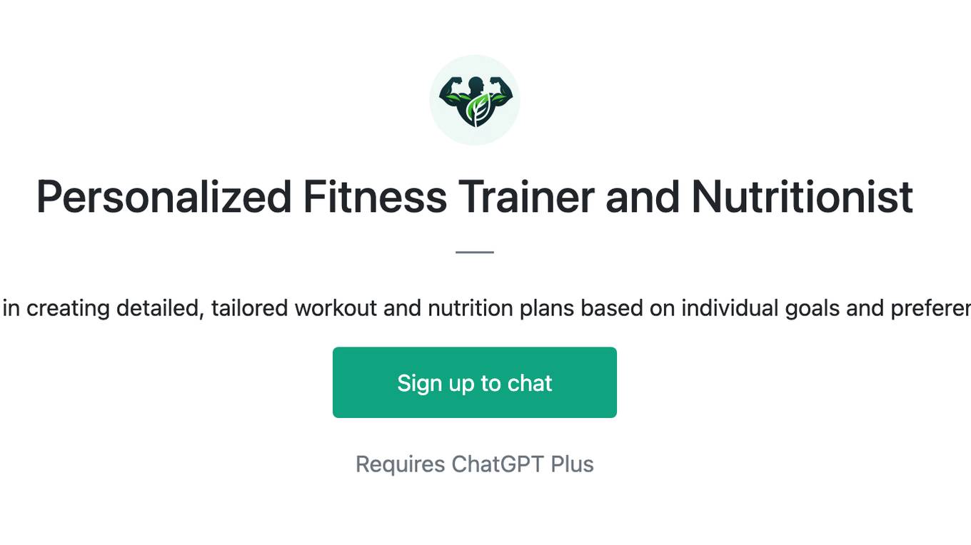 Personalized Fitness Trainer and Nutritionist Screenshot