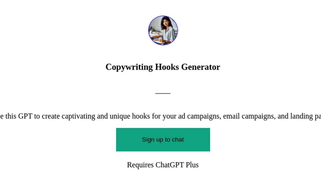 Copywriting Hooks Generator Screenshot