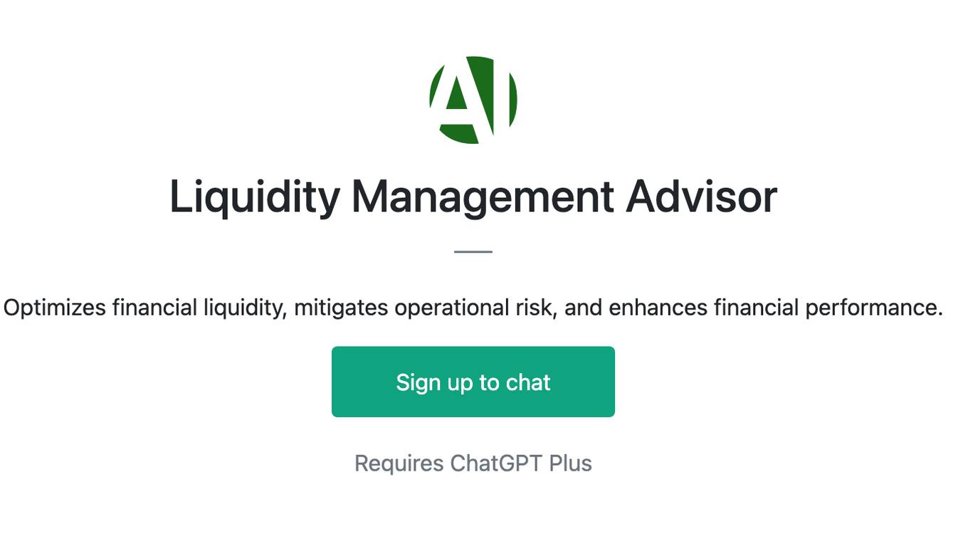 Liquidity Management Advisor Screenshot