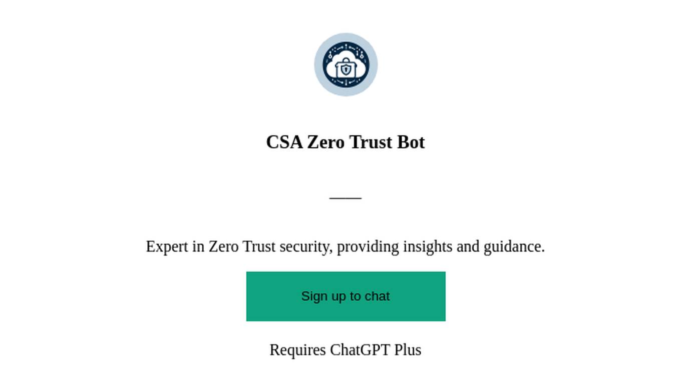 CSA Zero Trust Bot Screenshot