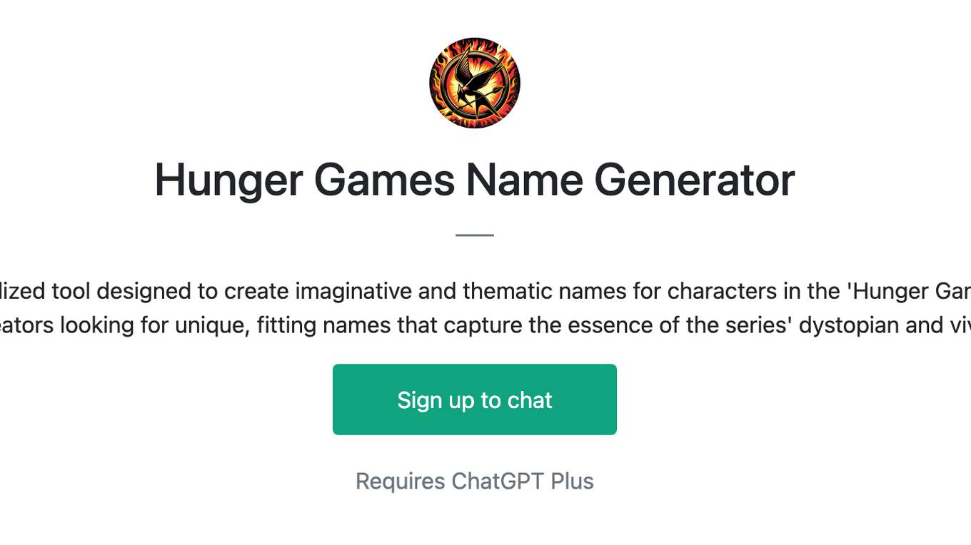 Hunger Games Name Generator Screenshot