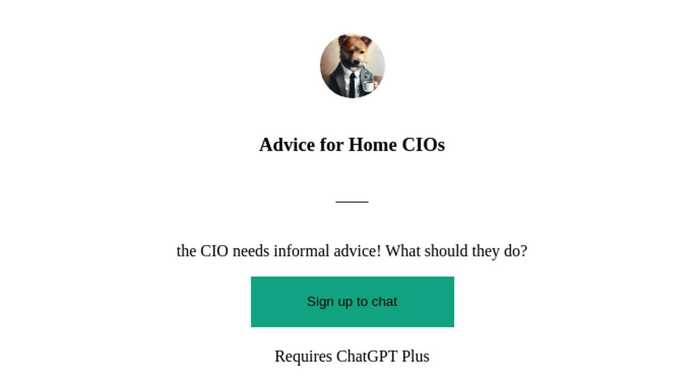 Advice for Home CIOs Screenshot