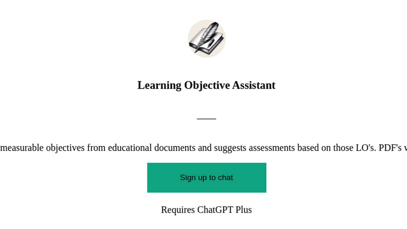 Learning Objective Assistant Screenshot
