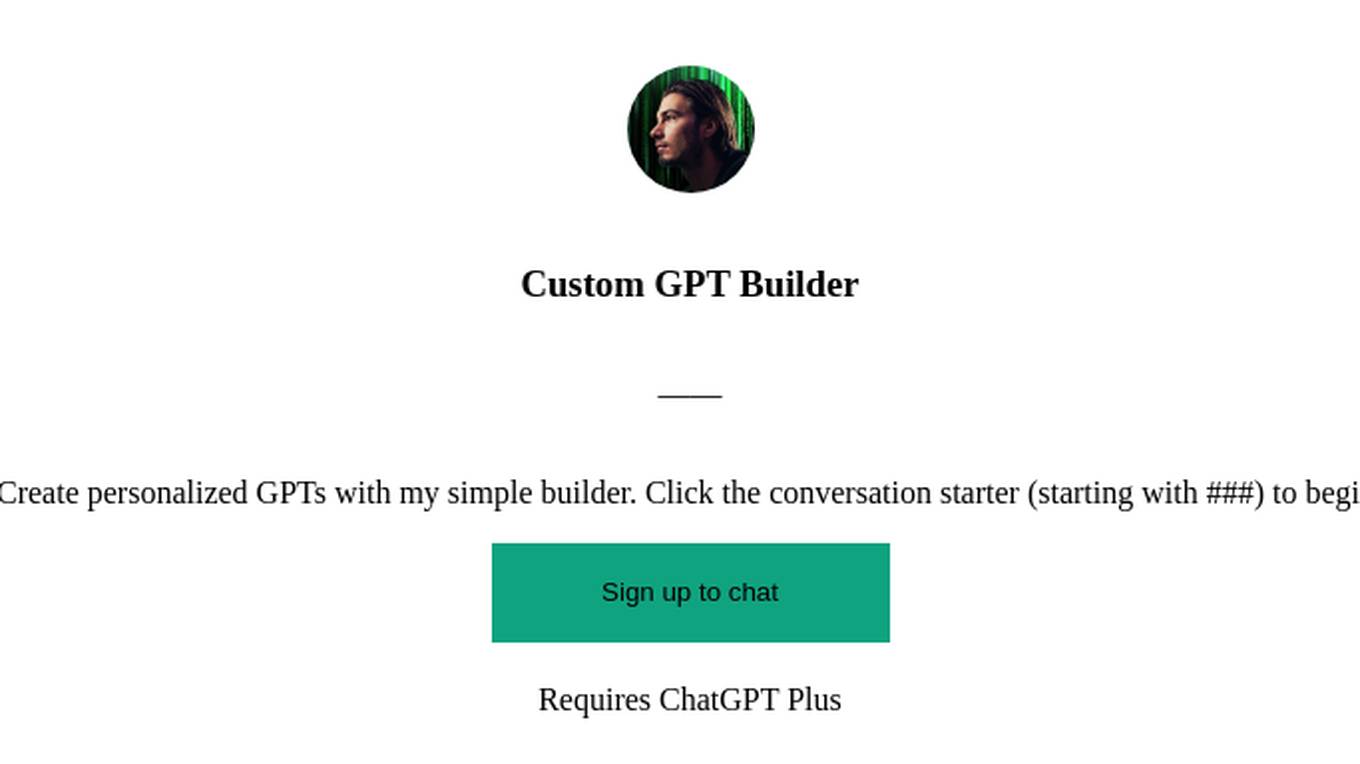 Custom GPT Builder Screenshot