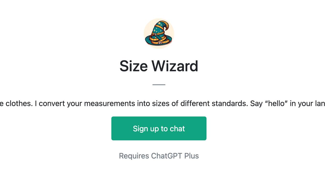 Size Wizard Screenshot