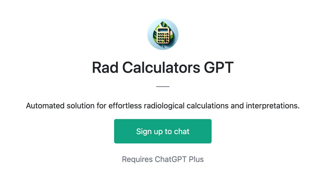 Rad Calculators GPT Screenshot