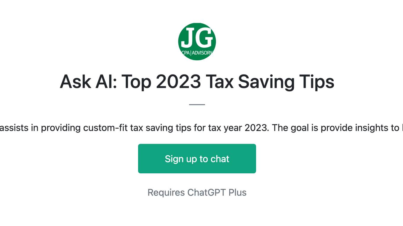 Ask AI: Top 2023 Tax Saving Tips Screenshot