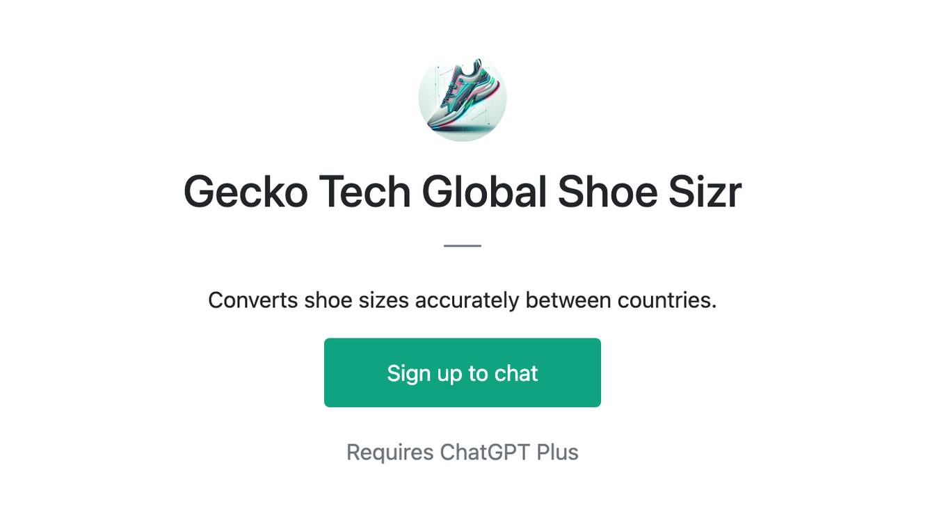 Gecko Tech Global Shoe Sizr Screenshot