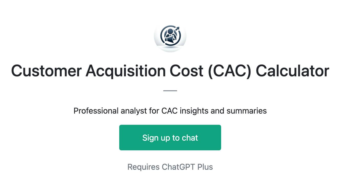 Customer Acquisition Cost (CAC) Calculator Screenshot