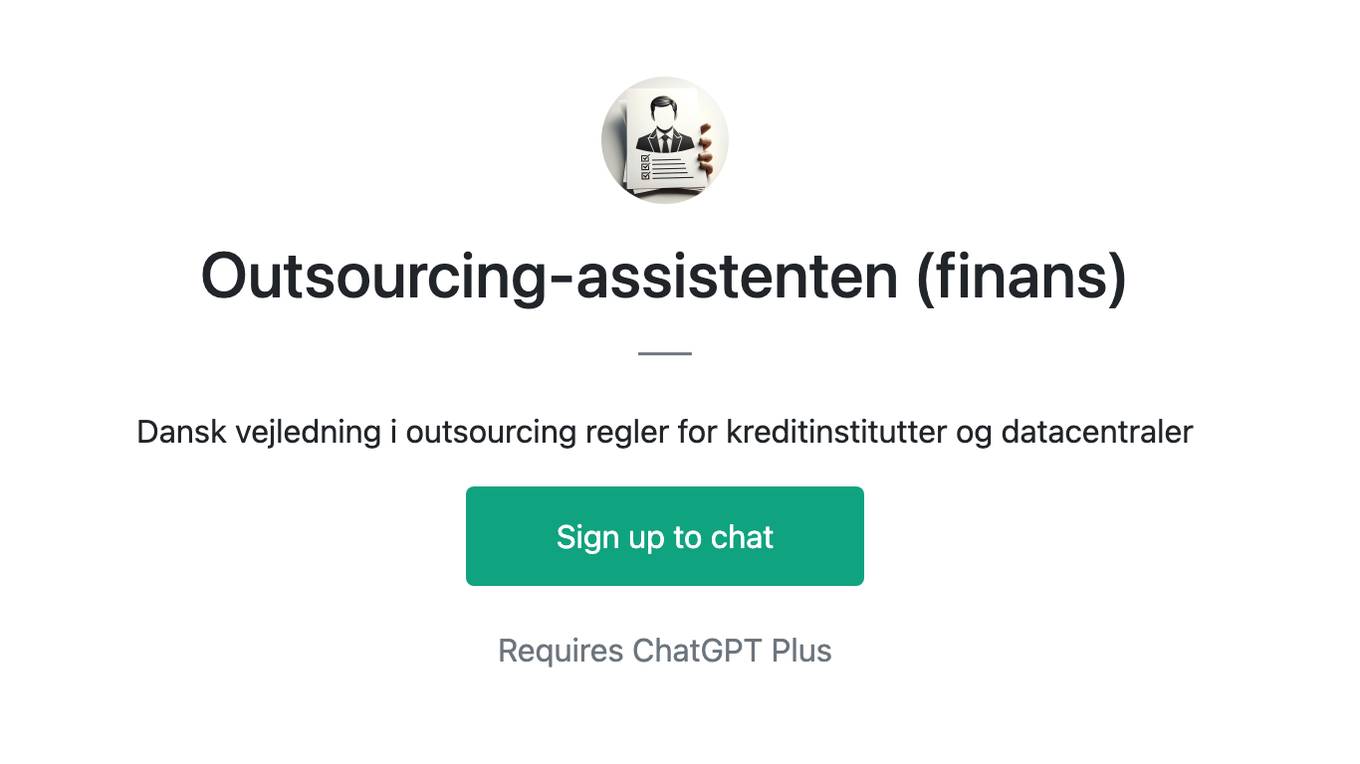 Outsourcing-assistenten (finans) Screenshot