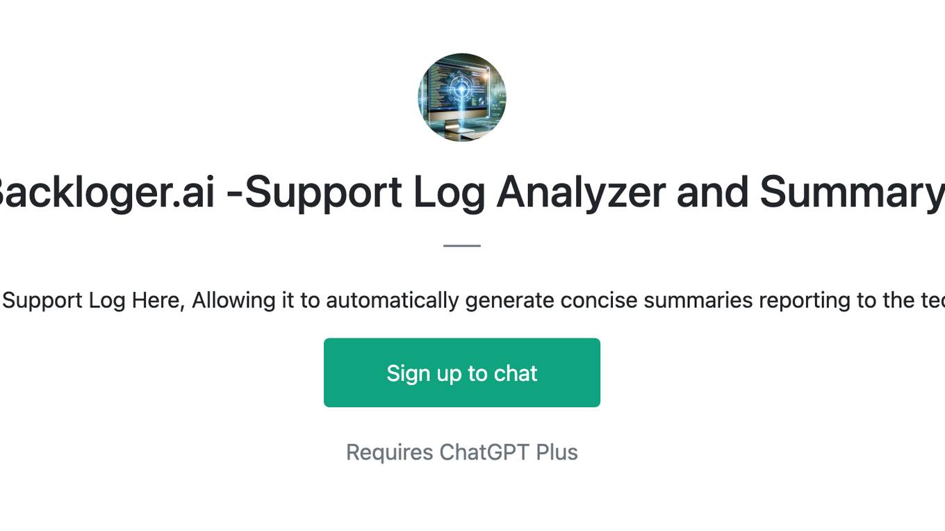 Backloger.ai  -Support Log Analyzer and Summary Screenshot