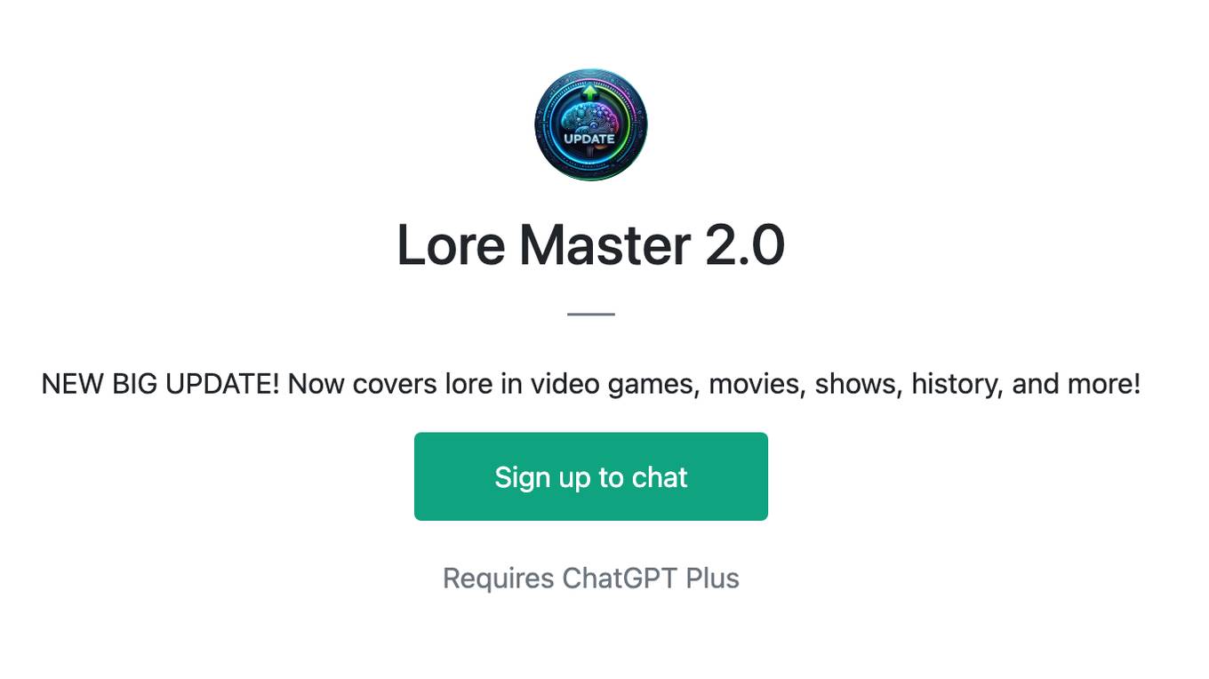 Lore Master 2.0 Screenshot