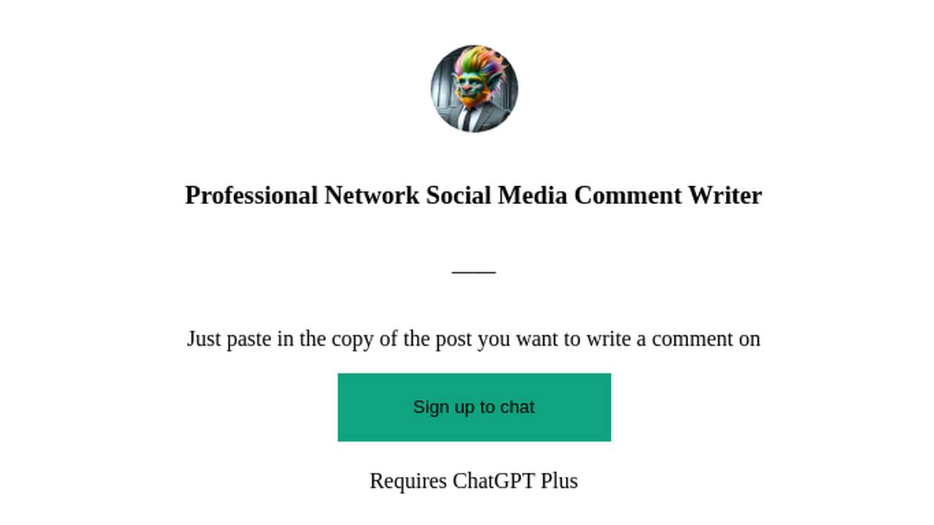 Professional Network Social Media Comment Writer Screenshot