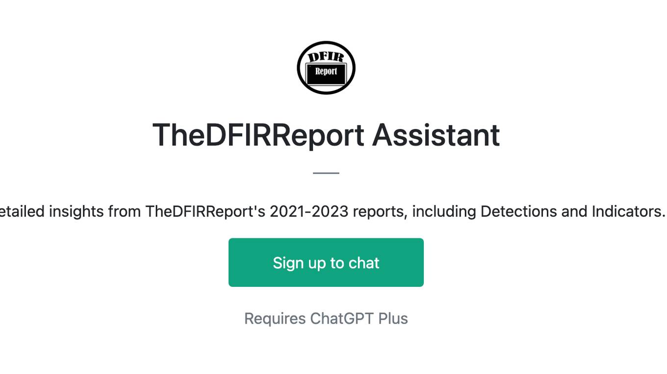 TheDFIRReport Assistant Screenshot