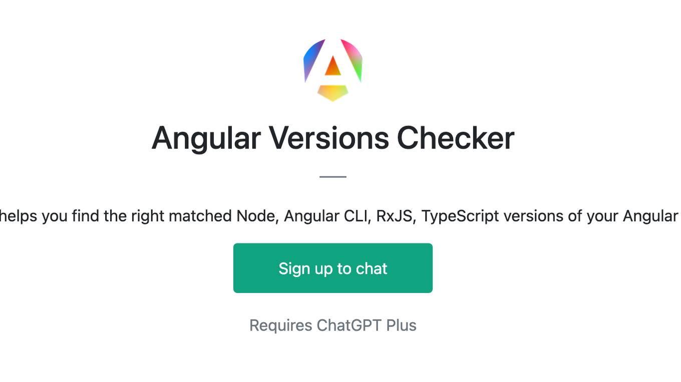 Angular Versions Checker Screenshot