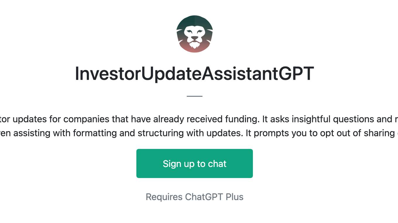 InvestorUpdateAssistantGPT Screenshot