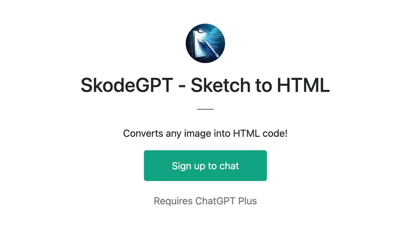 SkodeGPT - Sketch to HTML Screenshot