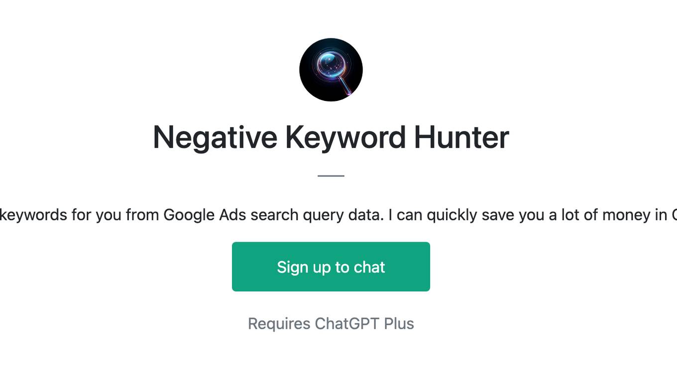 Negative Keyword Hunter Screenshot